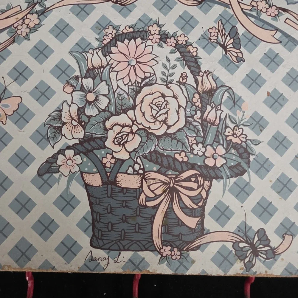 Vintage Country Pink Blue Floral Key Rack Holder Cottagecore Granny Decor‎